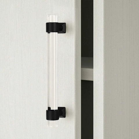 Five Pack Acrylic Cabinet Pulls With Five Inch Hole Centers 128mm Modern Black Matte Lucite T Bar Drawer Handles Installed