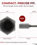 Fast Mortar Joint Cleaning Tool With 12mm Carbide Cutter, 70mm Length, 8mm Width, 26mm Depth, for Brick and Masonry.