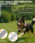 Beast Mode Dual Shock Absorbing Dog Trolley System with 75-Foot Aerial Run Cable for Large Dogs up to 250 lbs