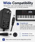 9V 1A DC Power Adapter For Digital Piano Keyboard Series With detailed compatibility list next to Casio keyboard