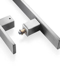 12 Inch Solid Stainless Steel Push Pull Door Handle For Barn And Glass Doors Heavy Duty Commercial Grade Brushed Finish With 304 Stainless Steel Standoffs And 4.6mm Deep Engagement, pair detail