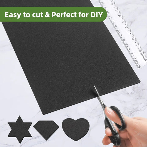 Image of 8 Pack 12X8 Inch Neoprene Foam Pads With Rock Solid Adhesive Grip Non Slip Shock Resistant Rubber Pads being cut into shapes for DIY.