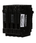 Two 15 Amp Double Pole Quadplex Half Inch Plug In Circuit Breaker, Space Saving Design, UL Listed, Easy Swap For Compatible Load Centers And Meter Combos That Fit Most Panels, black front view