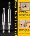 Self-Centering Drill Bit Set, 17 Pieces VIX Bits With 1/4 Inch Hex Shank, Quick Change for Woodworking shown with accuracy chart