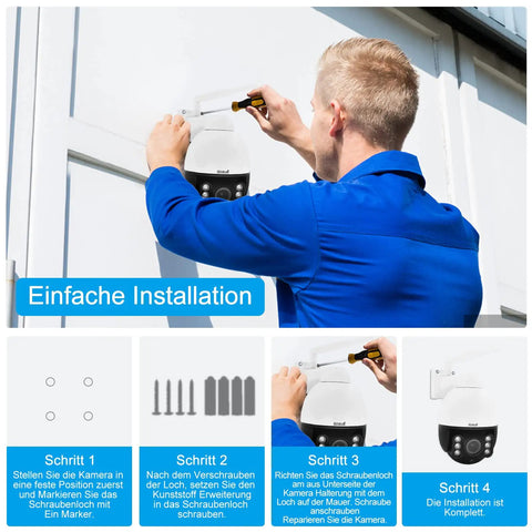 Installation of All Weather Outdoor PTZ Surveillance Camera 5MP With 5x Optical Zoom WiFi IP Night Vision 360 Degree Rotation.