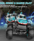 Totally Rad Dinosaur RC Monster Truck for Kids Ages 4 To 7, 1:20 Scale Remote Control Car With Lights And Music front view