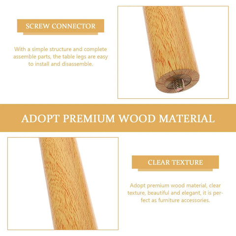 Solid Wood Table Leg Replacement Set for Dresser and Chair, close-up of screw connector and premium wood material with clear texture