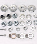 Twin Cable Throttle Linkage Kit For Side Draft DCOE 40mm 45mm Carburetors Mounting Hardware Upgrade To Boost Throttle Response And Keep Your Engine Running Smooth As Butter And Stable. assorted metal washers, nuts, and cotter pins