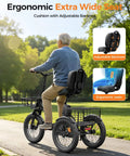 Adult E Trike With 1200W Peak Motor 18 MPH 3 Riding Modes And 748.8Wh Removable Battery For Smooth Acceleration Easy Hill Climbing And Daily Errands For Commuting Trails And Weekend Fun And City Cruising, extra wide seat with adjustable backrest