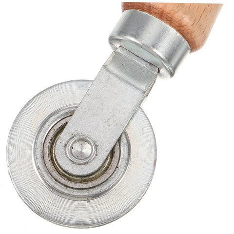 Close-up of wooden-handled roller from Pro Grade Screen Repair Tool Kit 3 Piece For Windows And Doors With Ergonomic Spline Remover Roller Tools