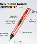 Badass Eighteen Thousand To Thirty Eight Thousand Rpm Rotary Carving Pen With Usb C Charger And A Full Forty One Piece Setup Craft Tight Etchings On Wood Iron Glass Or Rock With No Sweat Handheld Precision showing controls and design.
