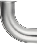 Stainless Steel 304 Sanitary Fitting 90 Degree Elbow With Clamp and Weld 2 Inch Tube OD Built Tough Food Grade Safe, side view.