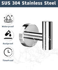 Two Pack Polished Chrome Wall Mount Towel Hooks For Bathroom Kitchen Garage Heavy Duty 304 Stainless Steel