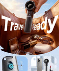 Handheld Portable Fan With 6 Speeds, Tiny But Mighty Mini Personal Fan in a purse with travel items.