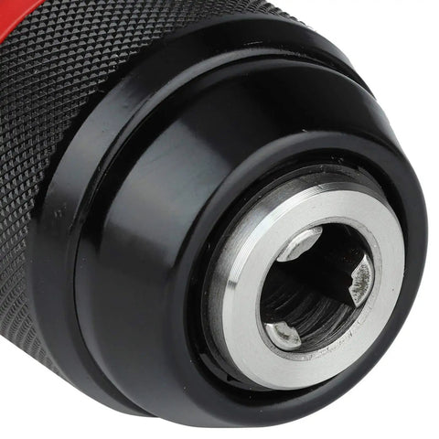 Close-up of Keyless Drill Chuck 1/2-20UNF Mount, showing self-tightening mechanism and clamp fitting for 1-13 mm bits.