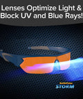 Storm-Ready Glare-Reducing Glasses For Driving In Rain And Snow with orange lenses, blocking UV and blue light rays.