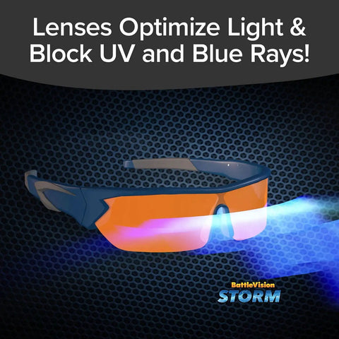Storm-Ready Glare-Reducing Glasses For Driving In Rain And Snow with orange lenses, blocking UV and blue light rays.