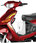 Tough As Nails Weatherproof Socket Box For E Bike Charger Shield mounted inside a red scooter, showcasing durable plastic housing.