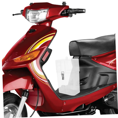 Tough As Nails Weatherproof Socket Box For E Bike Charger Shield mounted inside a red scooter, showcasing durable plastic housing.