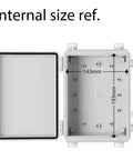 Open IP67 Waterproof Junction Box Enclosure showing interior dimensions for outdoor electrical projects, 220x170x110 mm size.