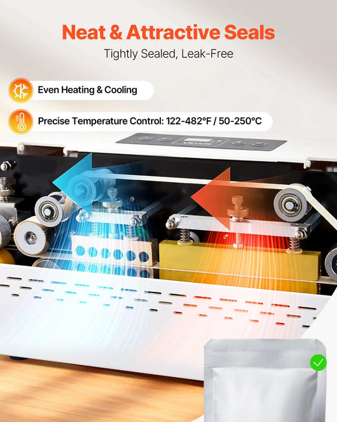Automatic Continuous Band Sealer For Plastic Bags 0.32 To 0.47 Inch Seal Width with digital temperature control detail view