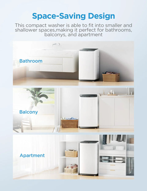 Top Shelf Portable Washer For Tiny Apartments And Studios White in bathroom, balcony, and apartment space-saving design.