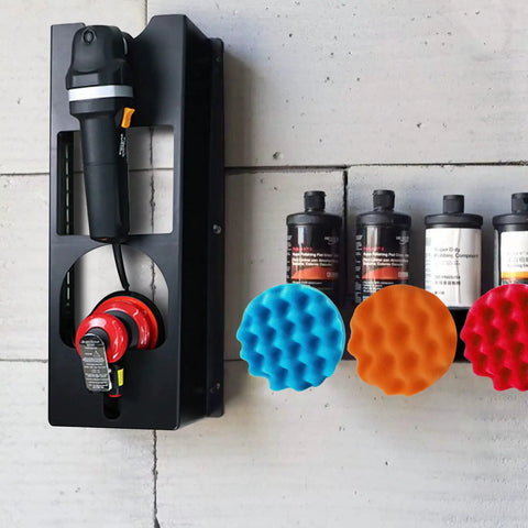 Two Pack Polisher Holder Wall Mount Kit Dual Station Rack For Polishing Machines In Auto Shops Pro Grade Heavy Duty ABS