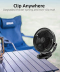 All Day Cool On The Go Clip On Fan With 10000mAh Battery 8 Inch Blade USB Powered Four Speed Settings Strong Airflow Sturdy Clamp
