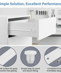White Drawer Slides Heavy Duty Plastic and Metal Rails for Office Files and Dresser Stable Support No Fuss Easy Glide Smooth Operation Conceals Hardware Modern Cabinet and Furniture Upgrade installed on white cabinet drawer