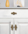 4 Pack Antique Brass Cabinet Knobs With Backplate Solid Heavy Duty Vintage Mushroom Drawer Handles For Dresser Drawers