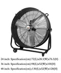 Heavy Duty 48 Inch Industrial Floor Fan Commercial Air Circulator With Silent Motor And 45 Degree Tilt, featuring sturdy metal frame and aluminum blades.