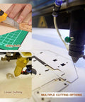 Basswood sheets 12x12 in, 1/8 in thick (3 mm); 36-pack collage shown with utility knife and laser cutting for crafts.
