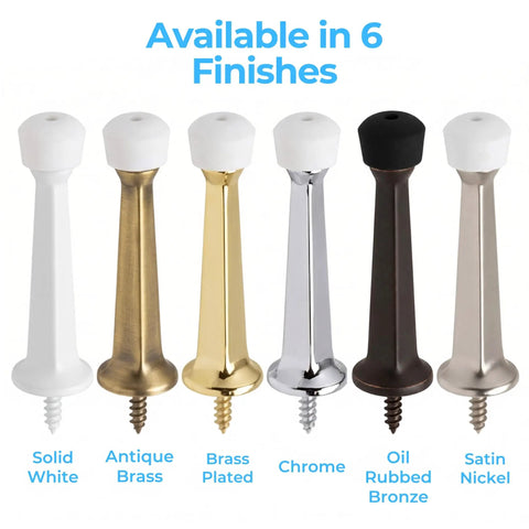 Heavy Duty Door Stoppers For Bottom Of Door Solid Metal Baseboard Mounted Screw In Wall And Floor Protector Satin Nickel Finish 3 Inch 8 Pack in 6 finishes