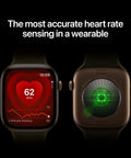 Top Tier Health Smartwatch With Game Changing Heart Rate Sensor Measuring HRV Every Five Minutes For Ultimate Stress Recovery Insights And Full Body Wellness Tracking In Compact 42 mm GPS Case showing heart rate display with BPM.