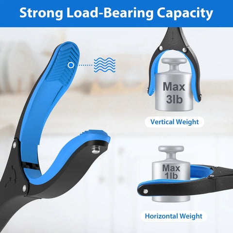 36-inch blue Grabber Reacher Tool with foldable anti-slip 360° jaw and magnetic tip.