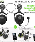 Top Shelf Ventilated Hard Hat With Dual Layer Visor Bluetooth Earmuffs And Led Headlamp Ansi Certified Construction Safety Gear Built Heavy Duty For Forestry And Industrial Grind No Sweat wireless and wired connection options
