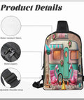 Flame Bird Camping Sling Bag For Men And Women, RV design, water-resistant fabric with metal zippers and adjustable strap.