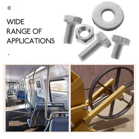 Sturdy Must Have Stainless Steel Carriage Bolt Kit With Washers And Nuts 10 Sets for carriage and unicycle handle parts