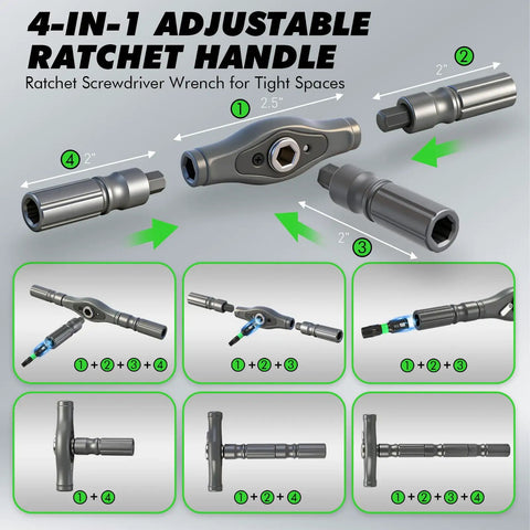 Hella Versatile 46 In 1 Magnetic Ratchet Screwdriver Kit Featuring KickAss Nut Drivers And Detachable Ergonomic Handle With Secure Storage Box For Fast Home Furniture Bike Assembly Repairs with adjustable ratchet handle.