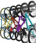 Six Bike Wall Mount Storage Rack With Interlocking Rails And Easy Snap Hooks For Indoor Garage Space Saving Vertical Bicycle Holder