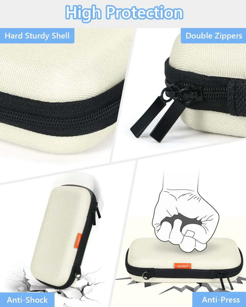Small Hard Shell Tech Organizer Pouch Portable Carrying Case for Electronics Built Workhorse Grade yet Light with double zippers.