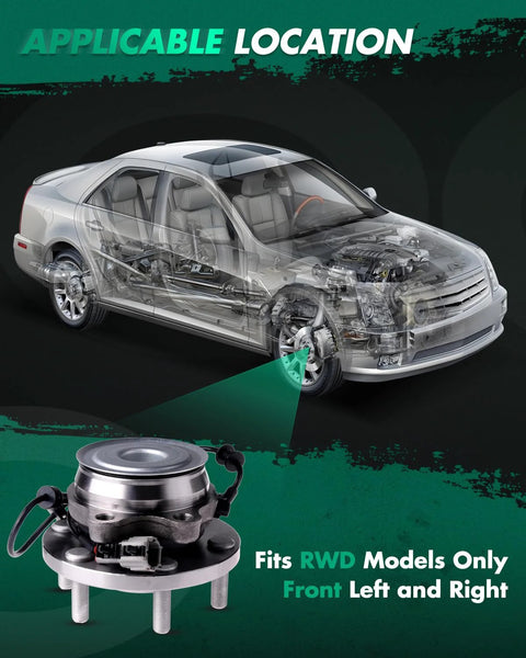Diagram showing installation location of Front Wheel Bearing Hub Assembly 6 Lug Fits Nissan Pathfinder Frontier Xterra Equator With ABS 515064 on car
