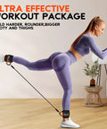 Woman exercising with Ankle Resistance Bands With Cuffs For Leg And Glute Workouts Adjustable 10 20 30 Lb Tension Ankle Straps