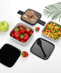 Two Tier Bento Box On The Go Meal Prep Container With Spoon Leakproof And Microwave Safe 1000 Ml Large Capacity open with food