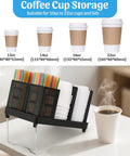 Six-Compartment Cup And Lid Holder For Countertop With Straw Holder Tough Plastic Coffee Cup Rack For 10-22oz Paper Cups