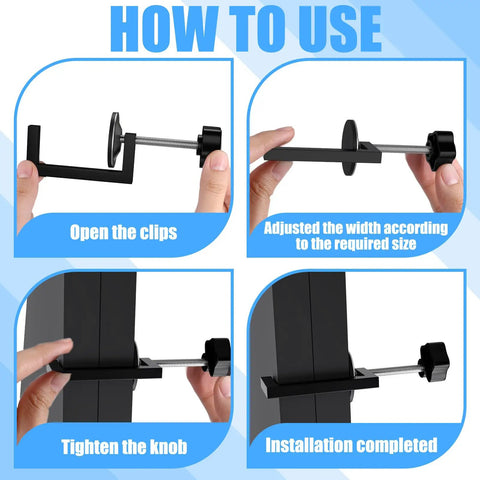 4 Pack Adjustable Sectional Couch Connectors For Outdoor Rattan Furniture, showing installation steps and clamp usage instructions.