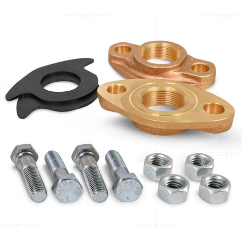 All In One Bronze Water Meter Hardware Kit With 1 1/2 Inch FIP Connection Includes 2 Flanges 2 Gaskets 4 Nuts 4 Bolts Lead Free