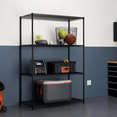 Heavy Duty Real Deal Adjustable Wire Shelving Rack With Seriously Tough 3200 Lb Capacity For Kitchen Garage And Laundry Setup Built Like A Tank Nsf Certified Black 48x24x72in
