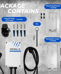 Package contents for Heavy Duty Level Two Electric Charger With Forty Amp Juice UL Certified, including plugs and mounting accessories.