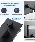 Matte Black Wall Mounted Bathtub Faucet Set With 180 Degree Swivel Spout Tub Filler With Hand Shower details
